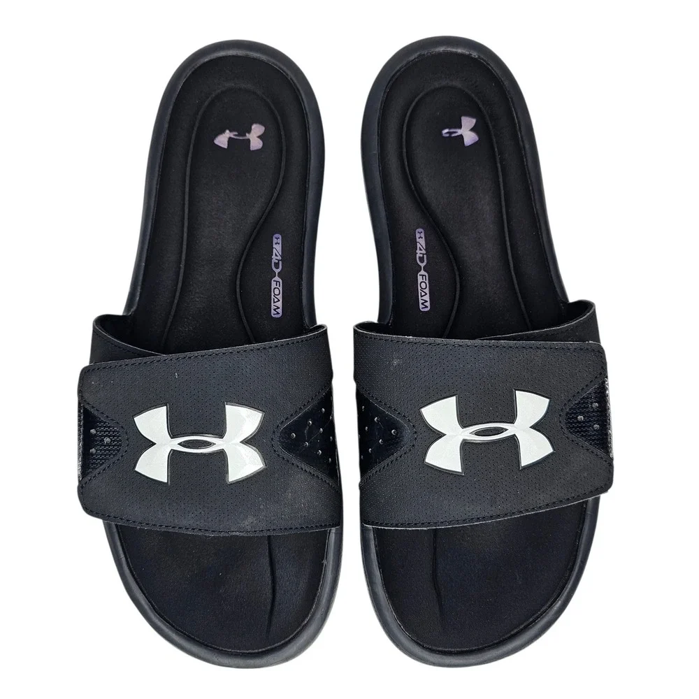 Under Armour Ignite VI Mens 13 Black Slide Sandals Athletic 3022711-001
